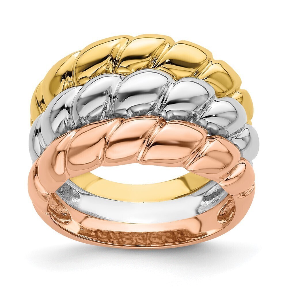Kazi Luxury 14k Tri-Color Triple Shrimp Band